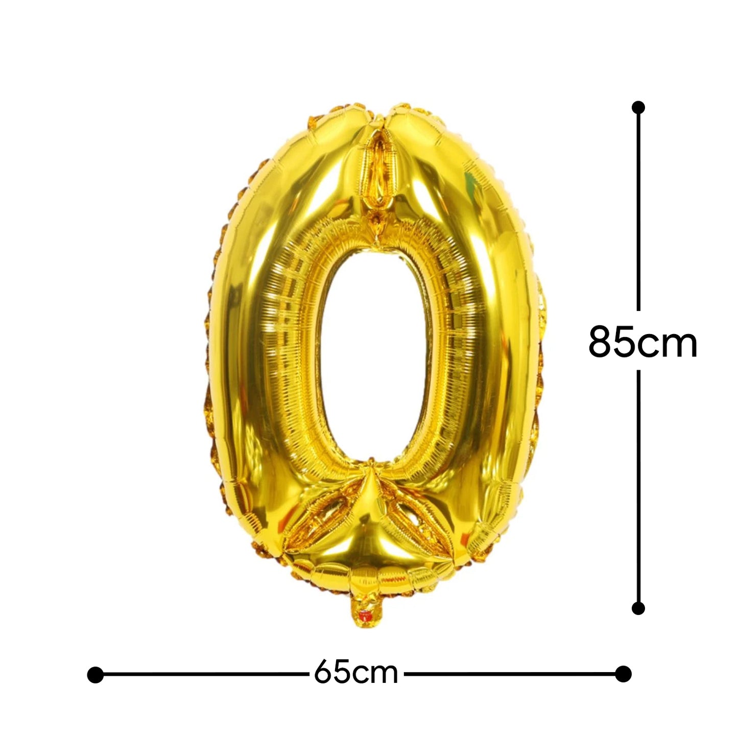 Large Gold Foil Number 0 Balloon - 85cm Tall Party Decoration