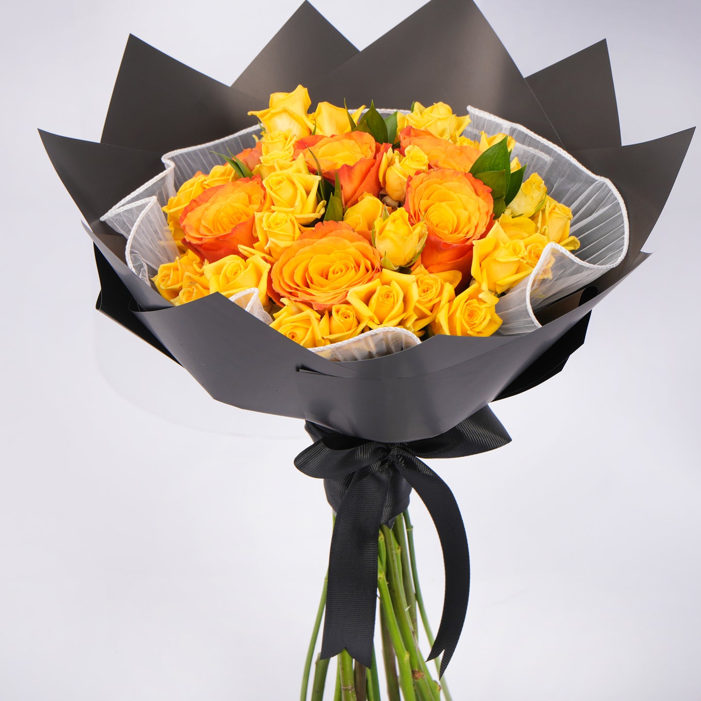 Elegant Yellow & Orange Roses Graduation Bouquet
