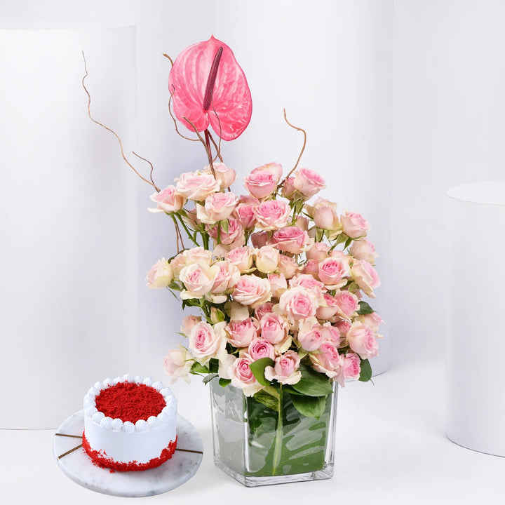 تنسيق فاخر من ورود الحب الرقيقة