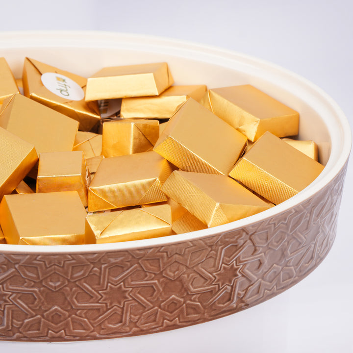 Otantik Home - Elegant Chocolate Brown Floral Decorated Bowl with Assorted Chocolates