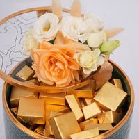 Otantik Home Luxury Green Chocolate Bowl with Elegant Floral Arrangement