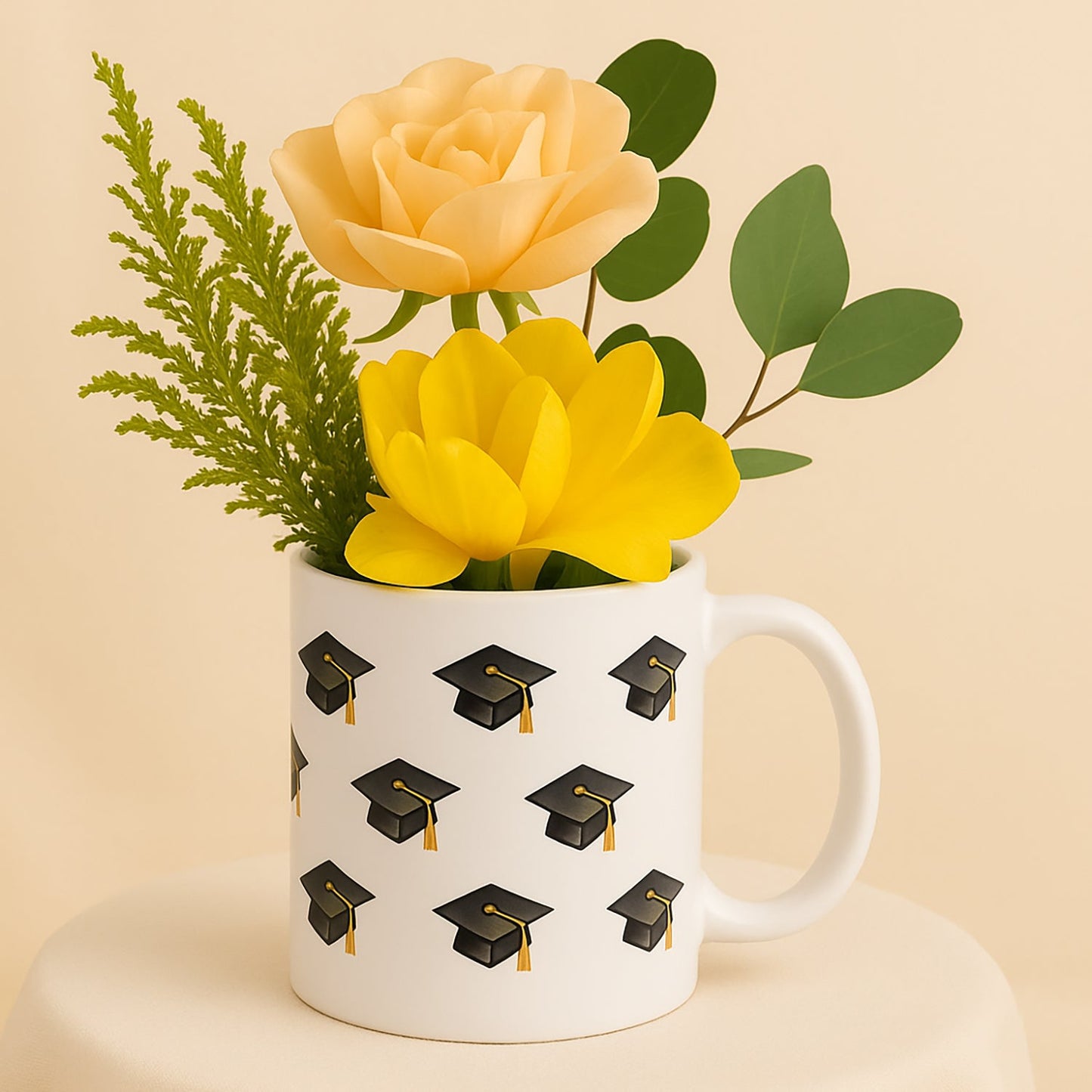 Blooming Tribute Graduation Flower Mug - Celebrate Achievements with Style