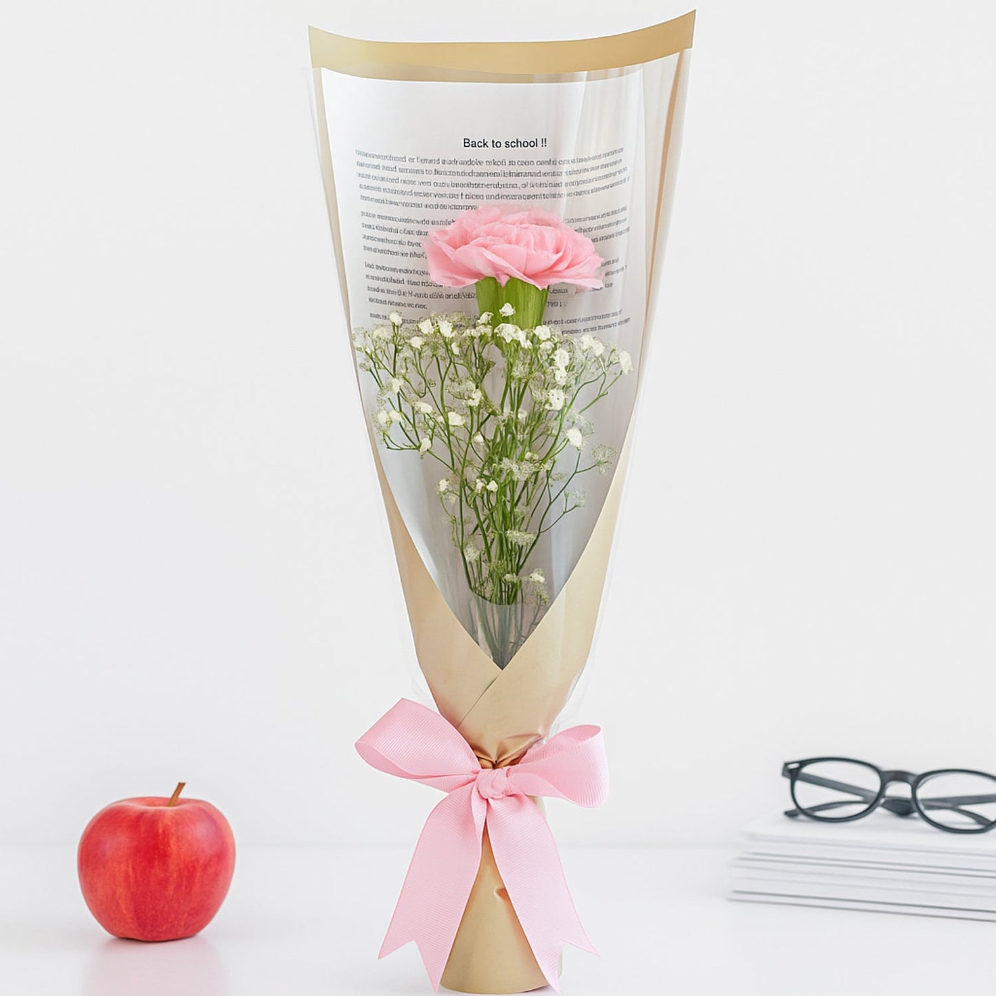 Minimalist Single Pink Carnation Bouquet