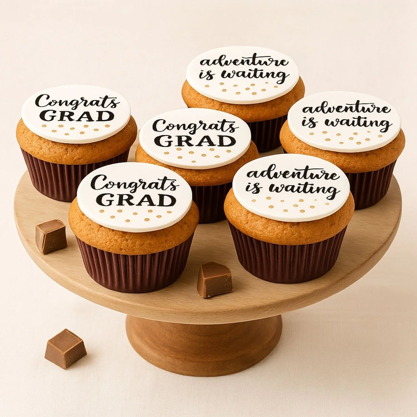 Celebratory Graduation Chocolate Cupcakes - 6 Pieces