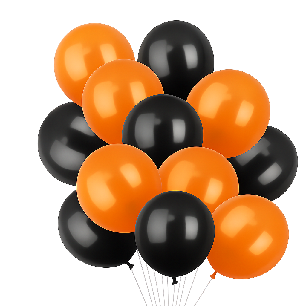 Vibrant Orange and Black Helium Latex Balloons for Festive Celebrations