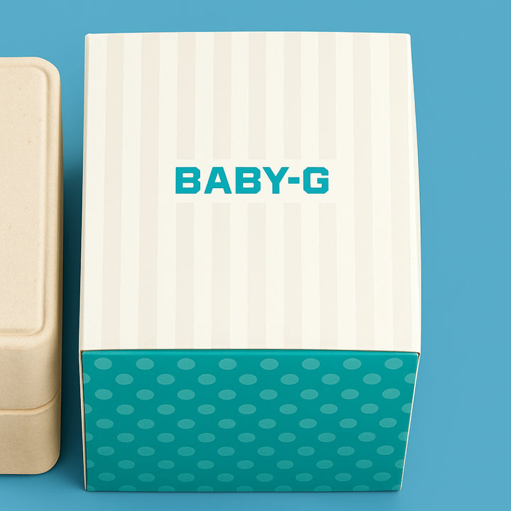 سلة هدايا أنيقة مع ساعة كاسيو بيبي-جي النسائية التناظرية الرقمية