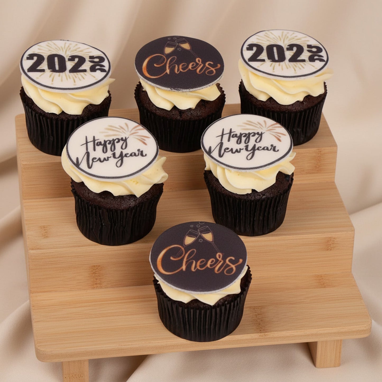 Delightful 2026 New Year Celebration Chocolate Cupcakes - Pack of 6