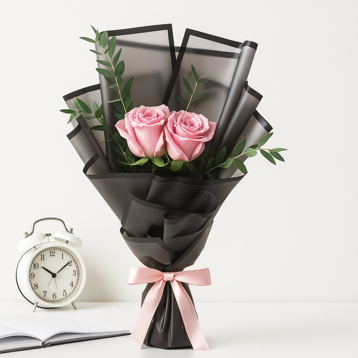 Elegant Black Wrap Rose Bouquet