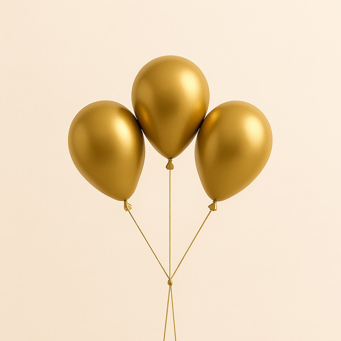 3 Gold Metallic Helium Filled Balloons