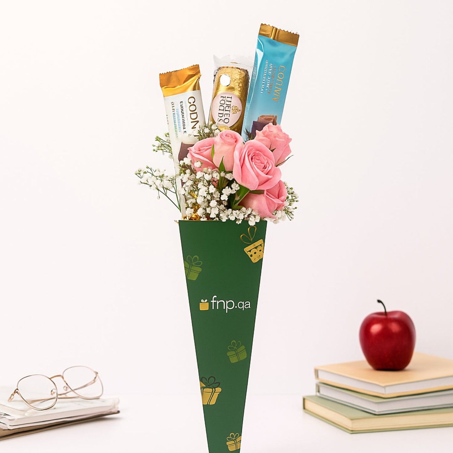 Pink Roses & Chocolate Bouquet