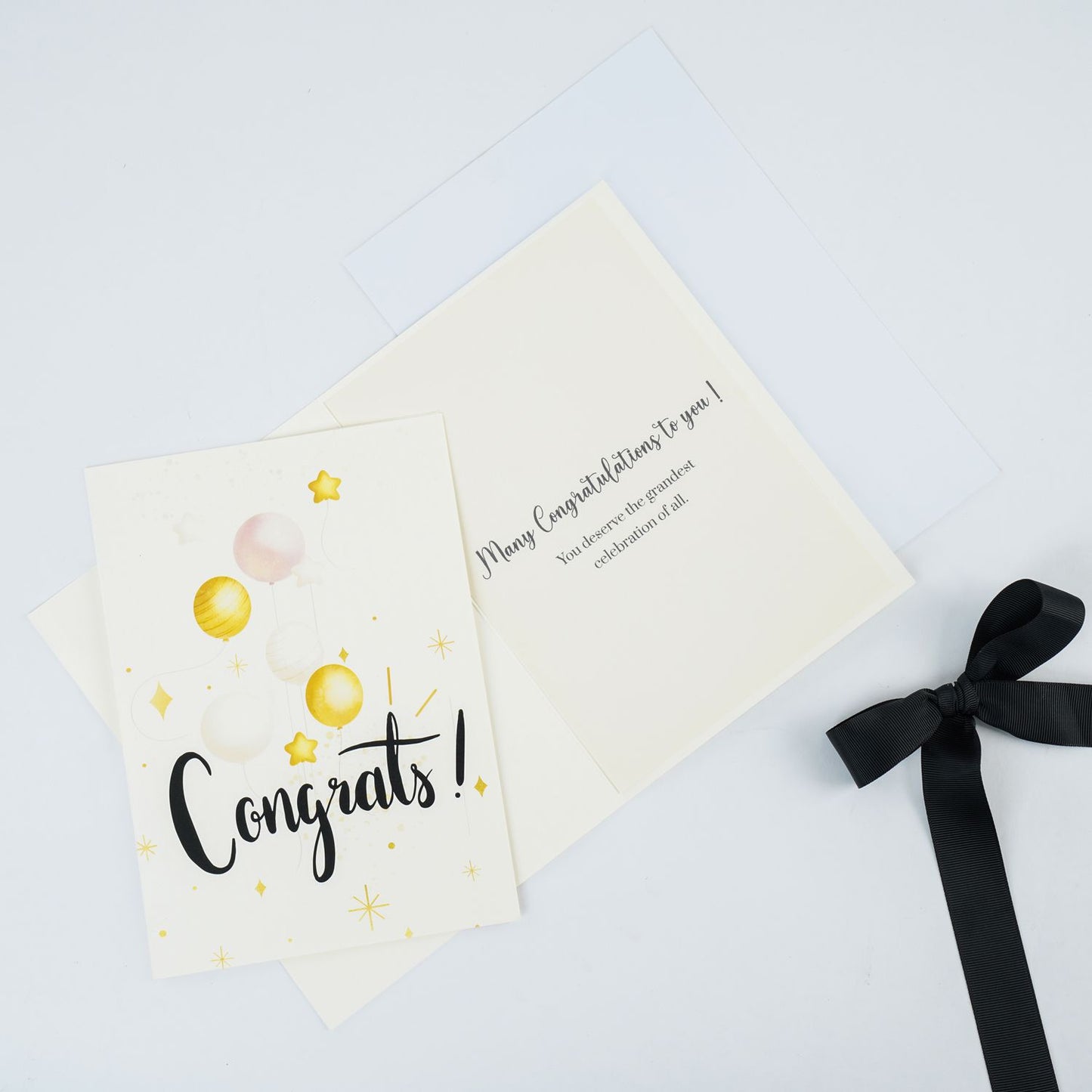 Elegant Congratulations Greeting Card with Balloons and Stars