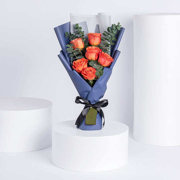 باقة ورود برتقالية فاخرة مع معطر أوبال