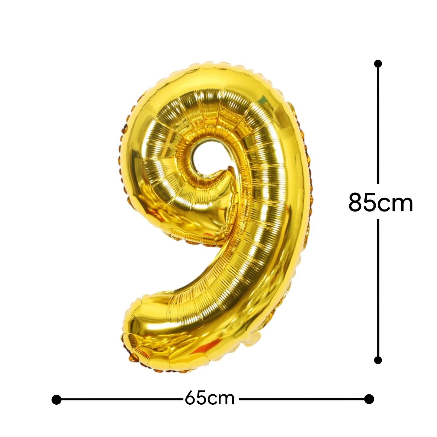 Gold Foil Number 9 Balloon - 85cm Birthday Party Decoration