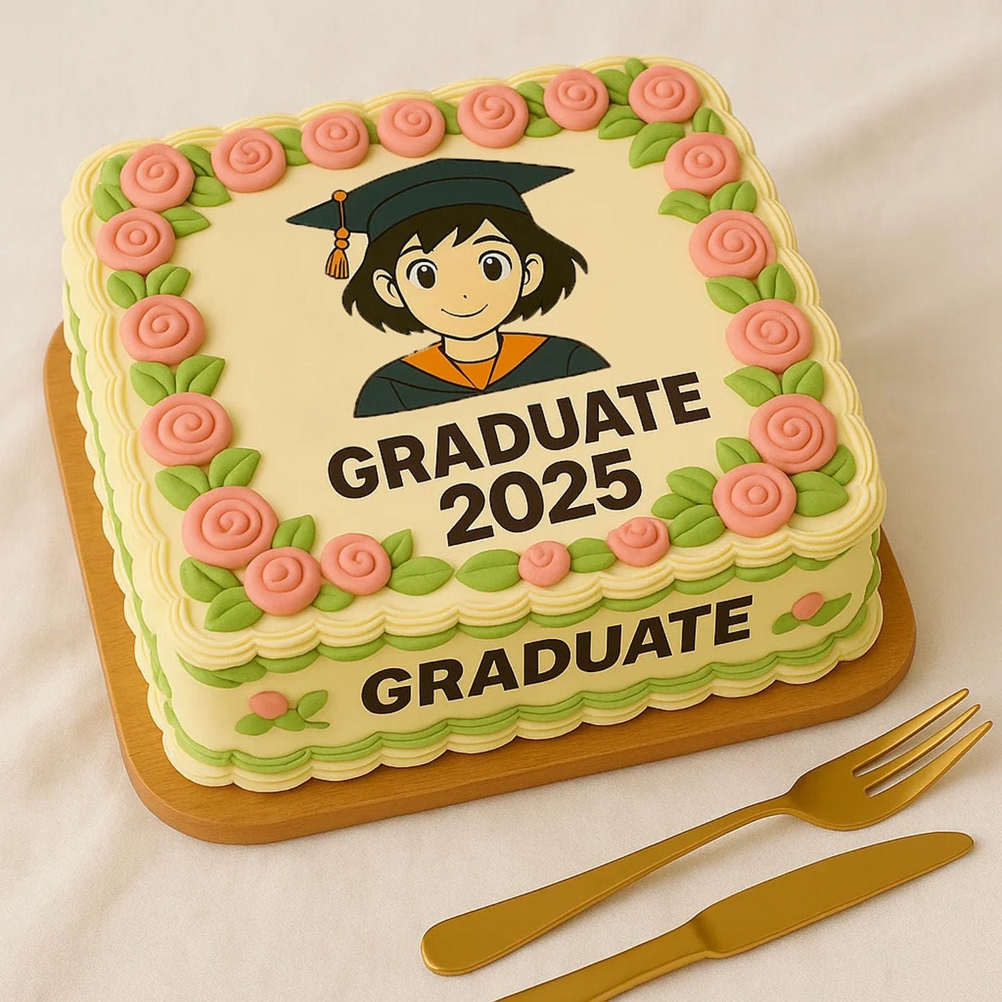 Elegant Graduate Floral Cake - Celebrate Success in Style