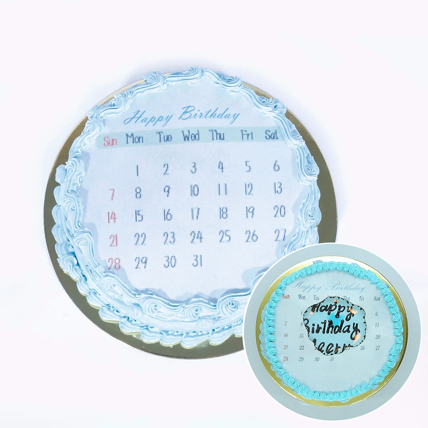 Personalized Happy Birthday Calendar Chocolate Cake