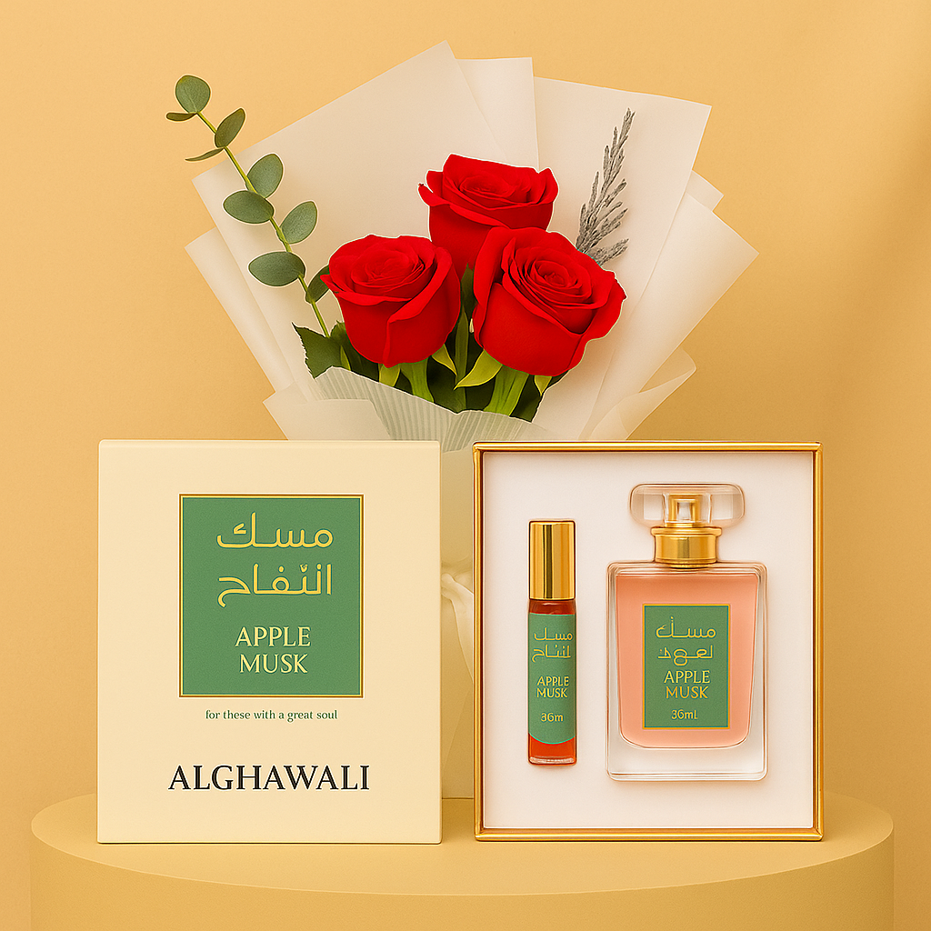 باقة ورود فاخرة مع عطر الغوالي