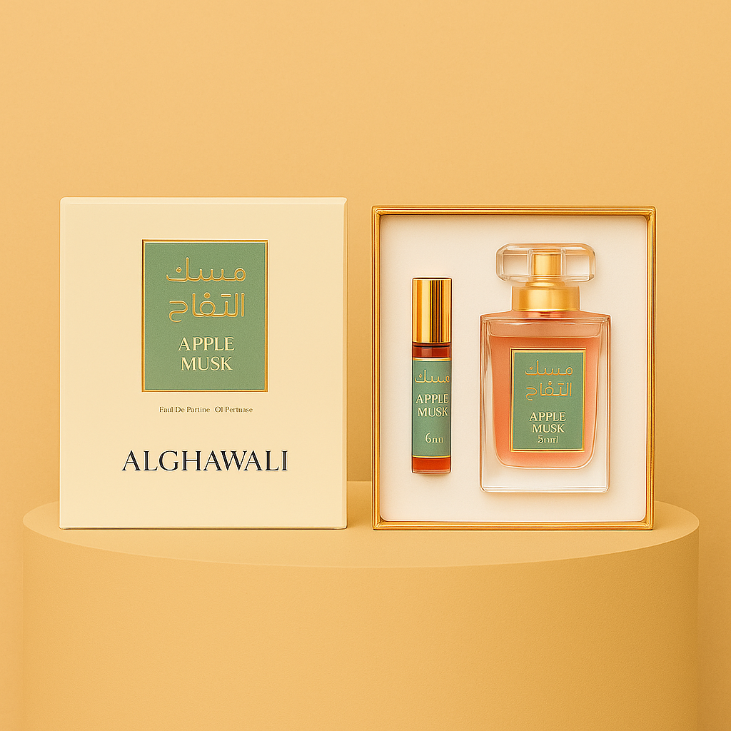 مجموعة عطر مسك التفاح للجنسين - بخاخ منعش 25 مل وزيت 6 مل
