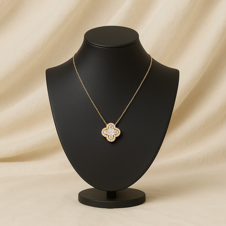 Elegant Radiant Floral Pendant Necklace in 925 Sterling Silver with Gold Plating