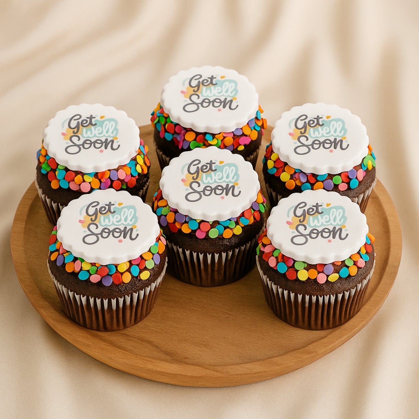 Delicious Vanilla Get Well Soon Cupcakes - Set of 6