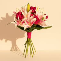 Elegant Pink Lily & Baby Rose Bouquet - Fragrant Embrace