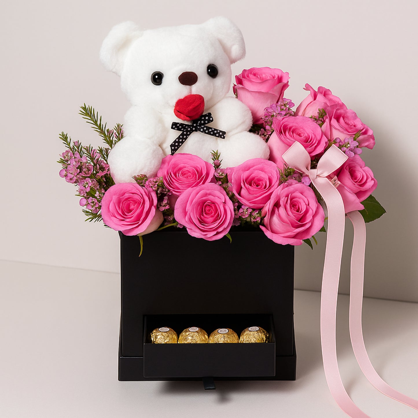 Teddy & Roses Hug Delight Box - Romantic Gift Set with Chocolates
