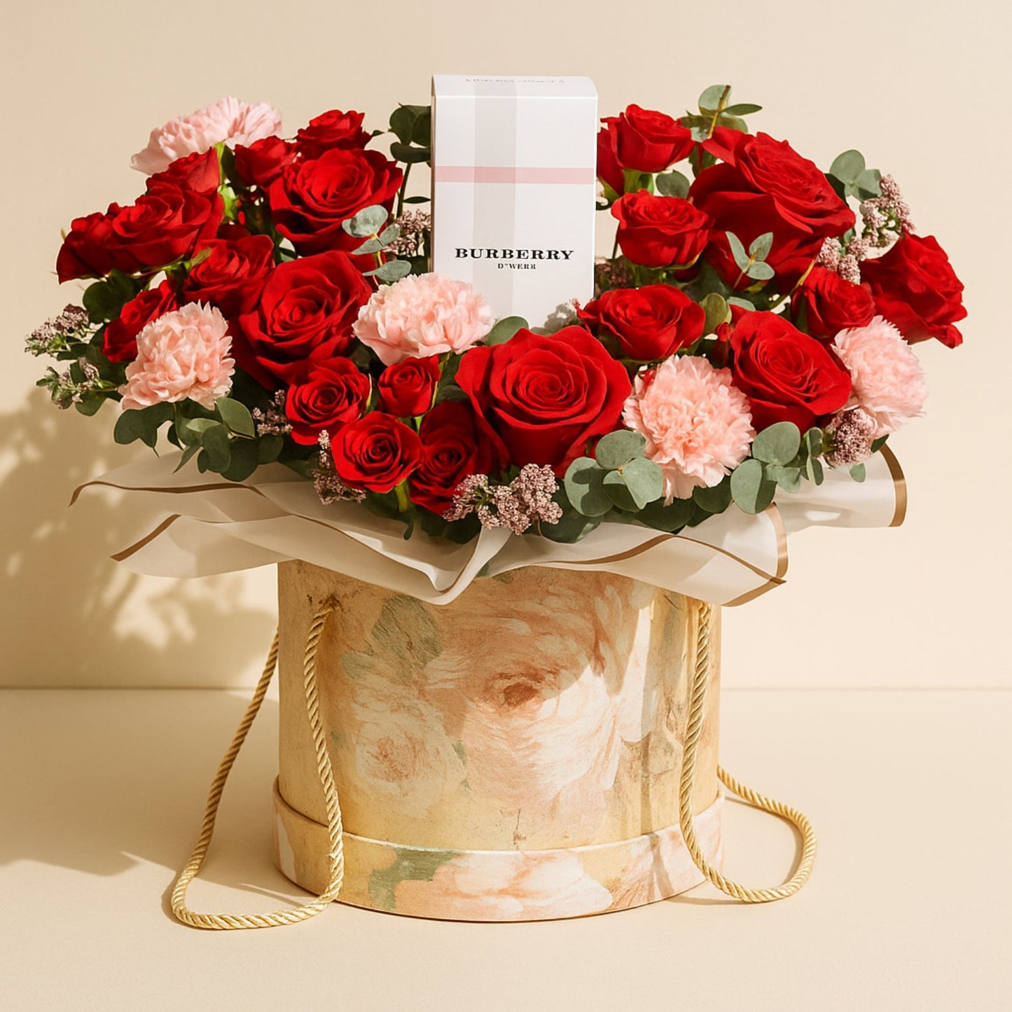 Scents of Love For Her: Luxurious Floral Arrangement with Burberry Touch