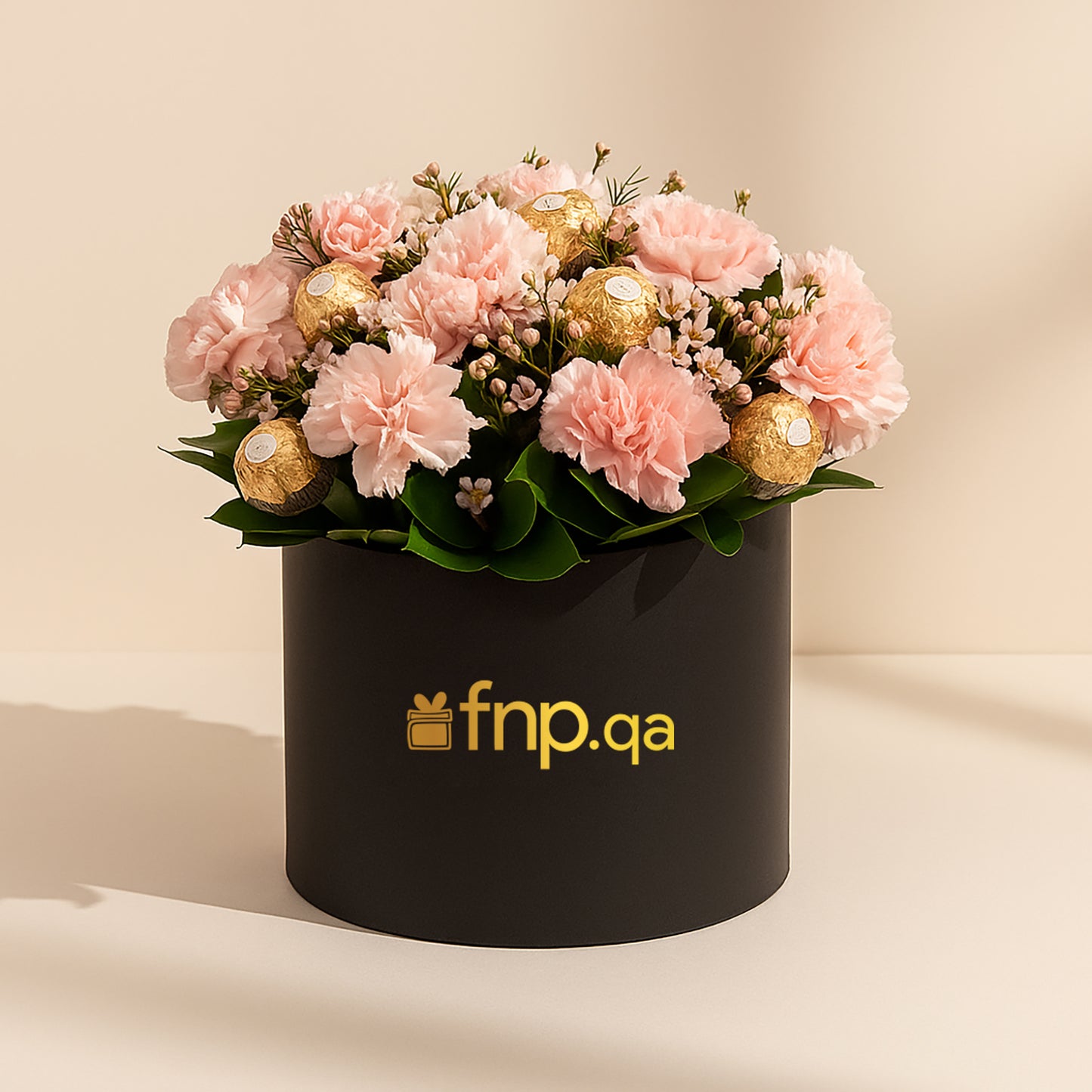 Elegant Carnations and Ferrero Rocher Chocolate Gift Box