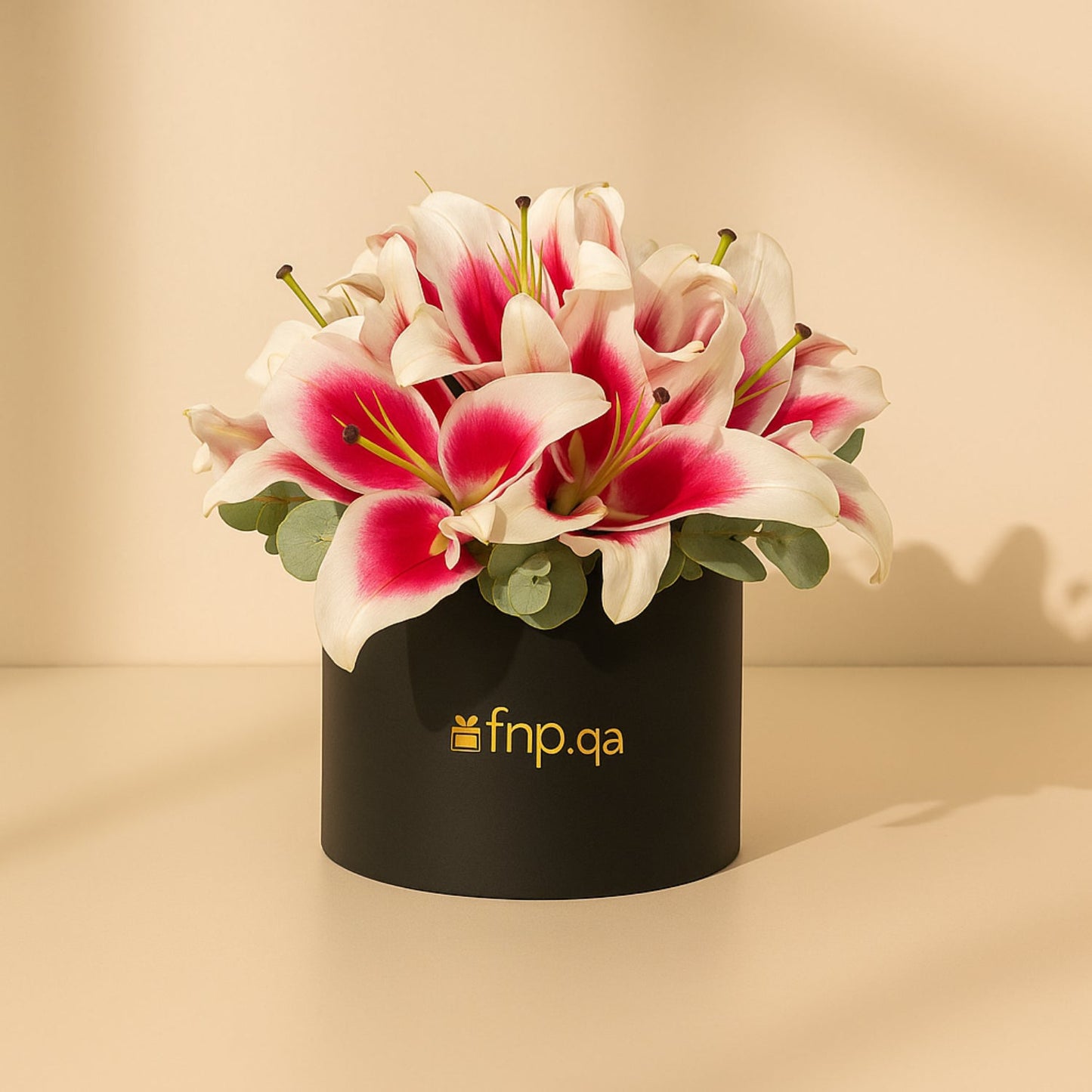 Elegant Pink Lily Arrangement in Black Box