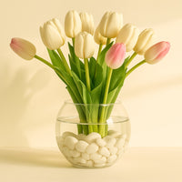 Elegant Arrangement of 10 Tulips in a Stylish Fish Bowl