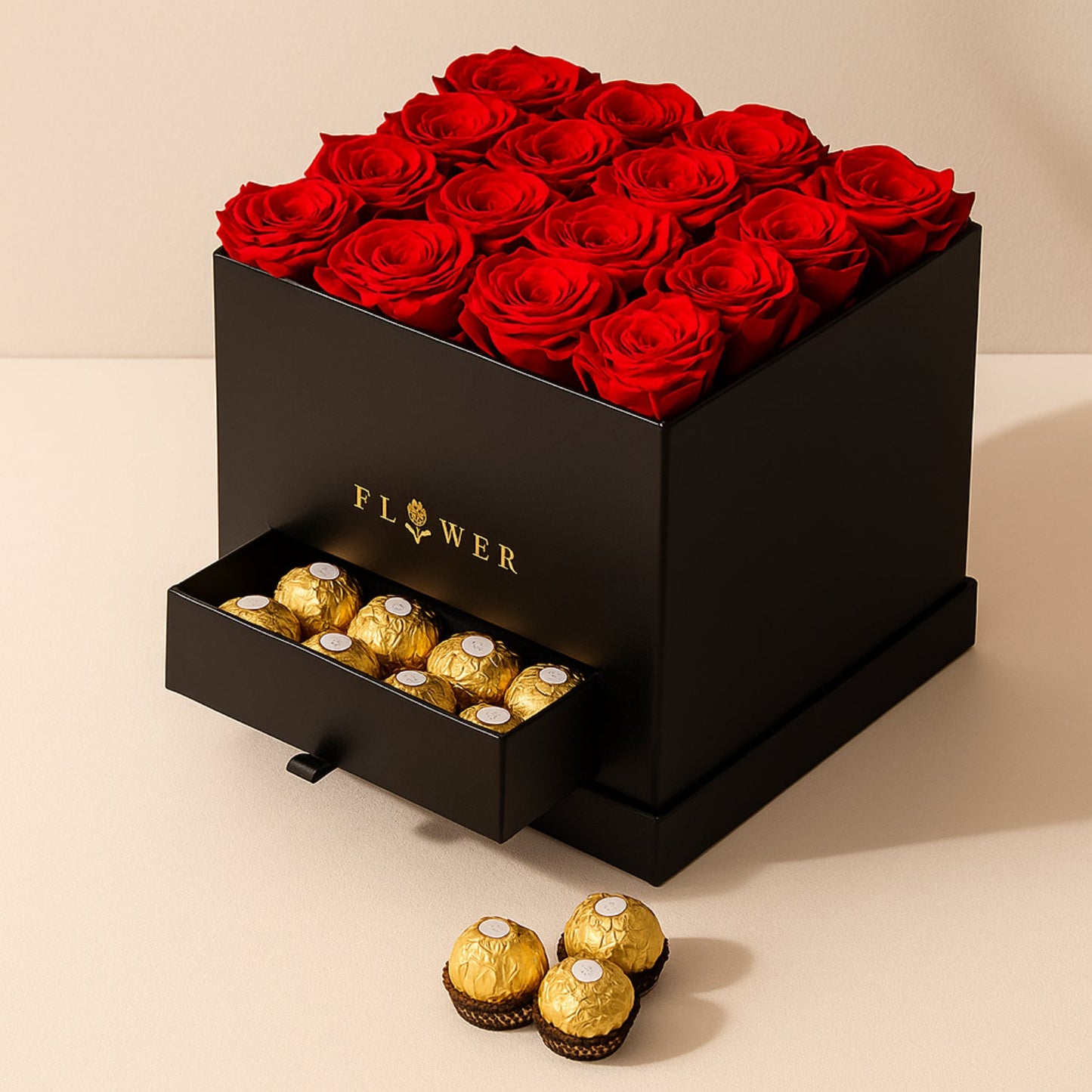 Happiness Blooms with Flowers: Luxurious Red Roses and Ferrero Rocher Gift Box