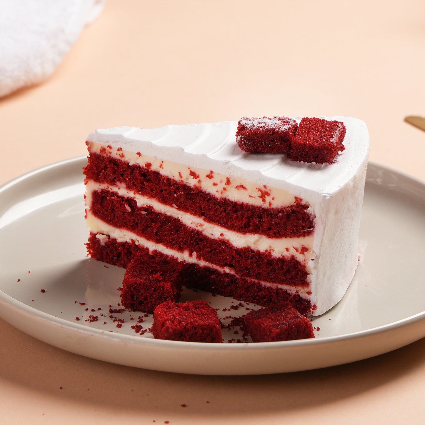 Red Velvet Flavor Cake Slice