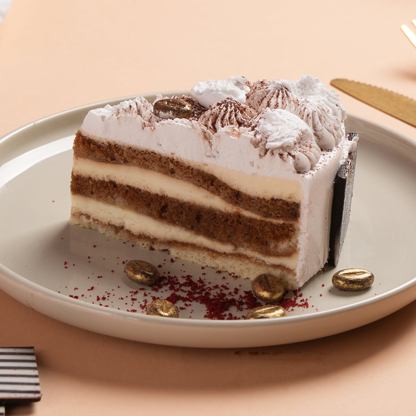 Deluxe Tiramisu Flavor Cake Slice - Perfect Blend of Coffee and Cream