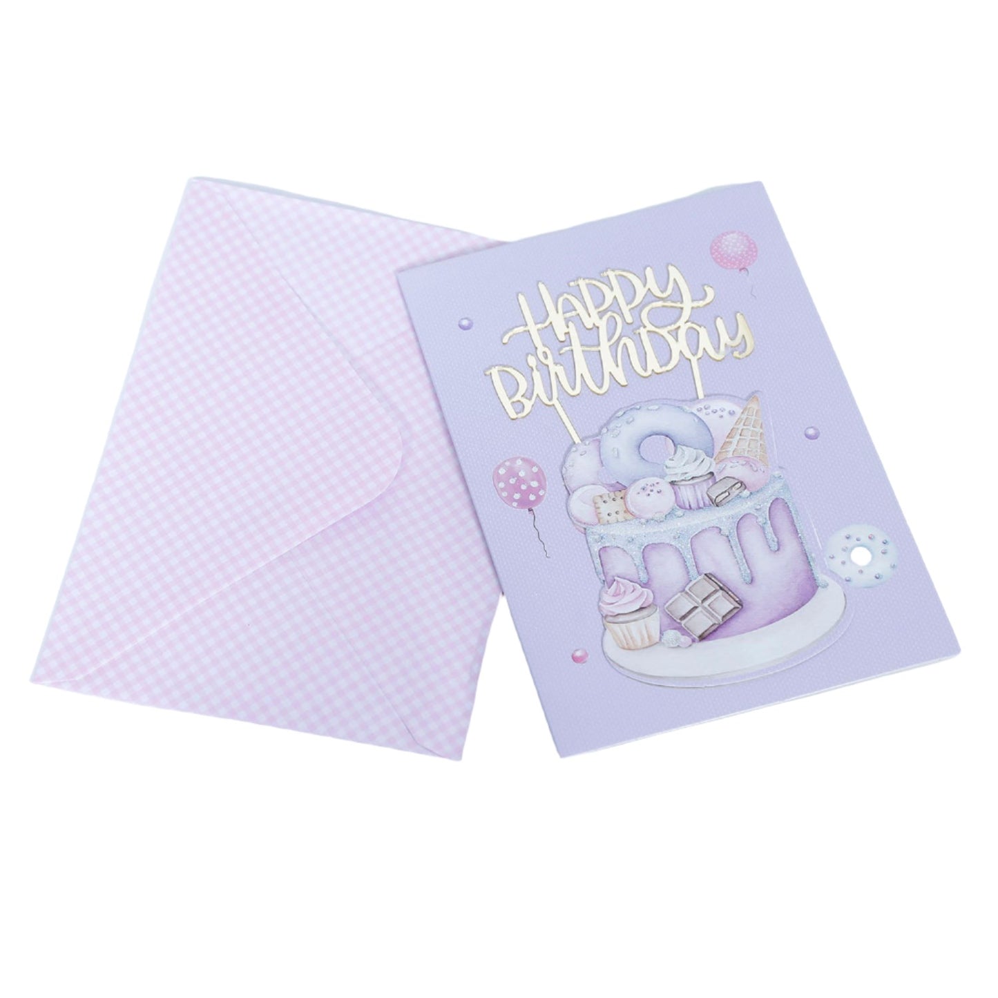 Charming Pink Birthday Card with Delightful Cake Design (Variety of Designs Available)