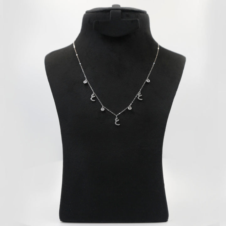 Elegant Sterling Silver Necklace with Arabic Letter ع - By Glitter
