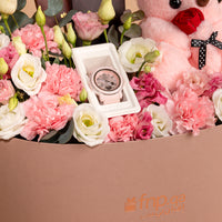 طقم هدايا فاخر مع ساعة كاسيو بيبي جي مقاومة للصدمات للسيدات