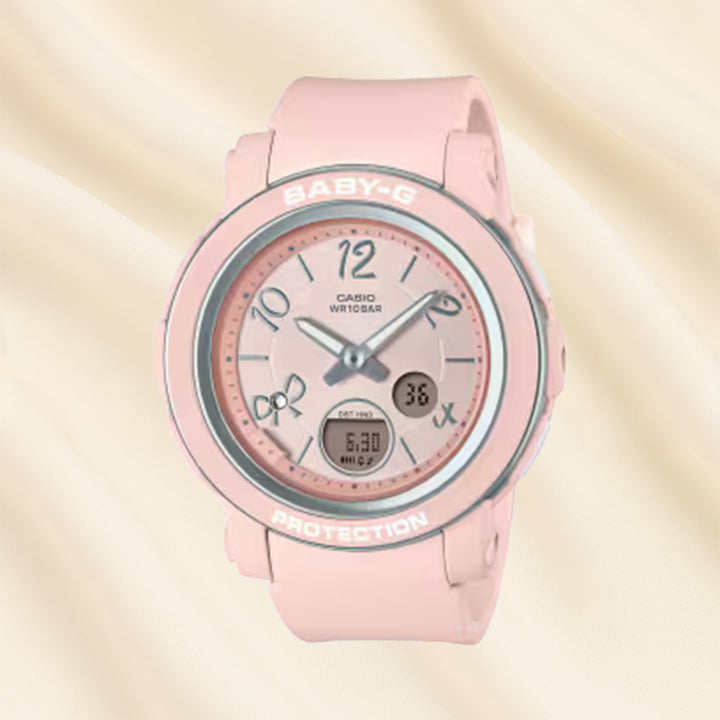 طقم هدايا فاخر مع ساعة كاسيو بيبي جي مقاومة للصدمات للسيدات
