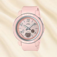 طقم هدايا فاخر مع ساعة كاسيو بيبي جي مقاومة للصدمات للسيدات