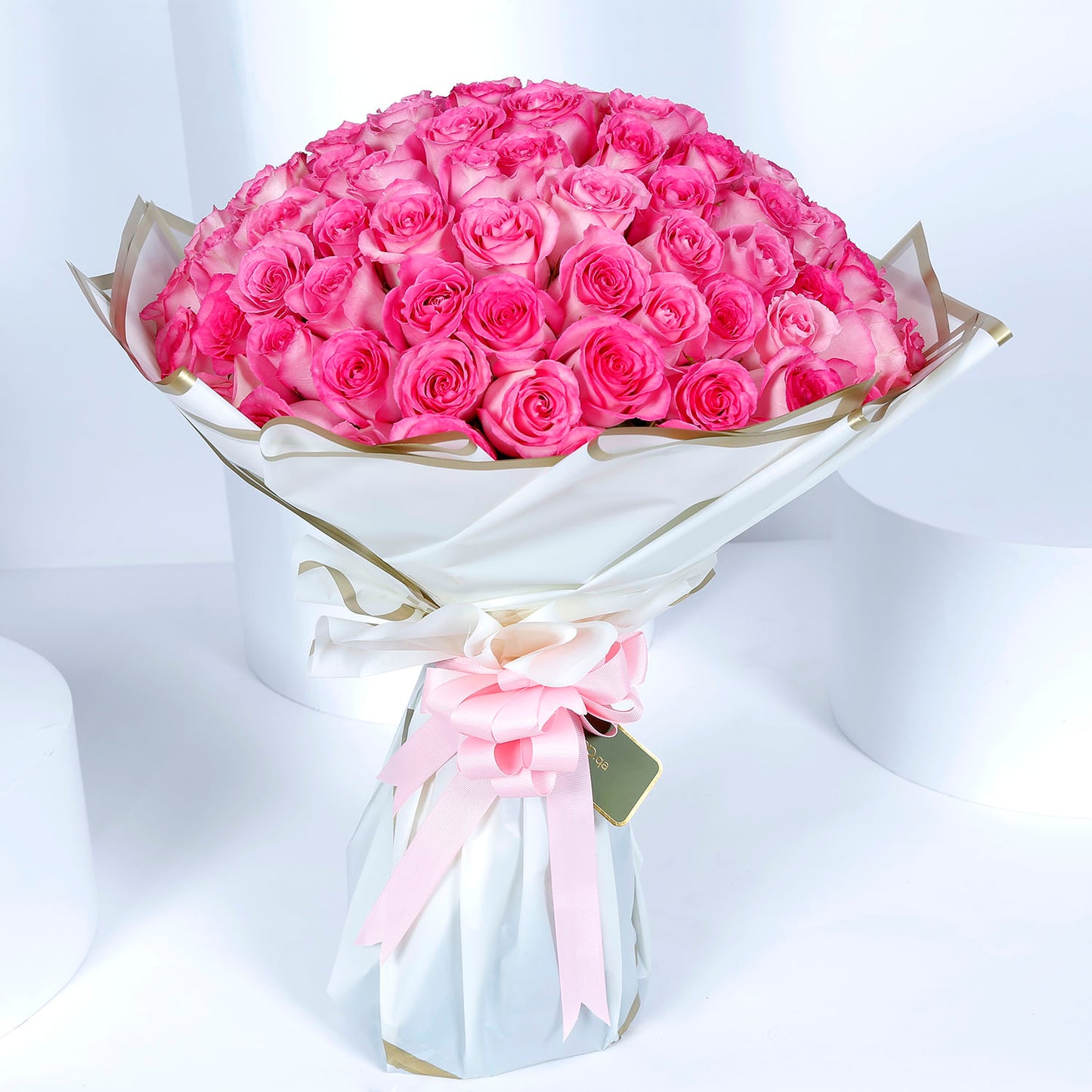 Luxurious Pink Blossom Bouquet - 100 Pink Roses with Elegant Wrapping