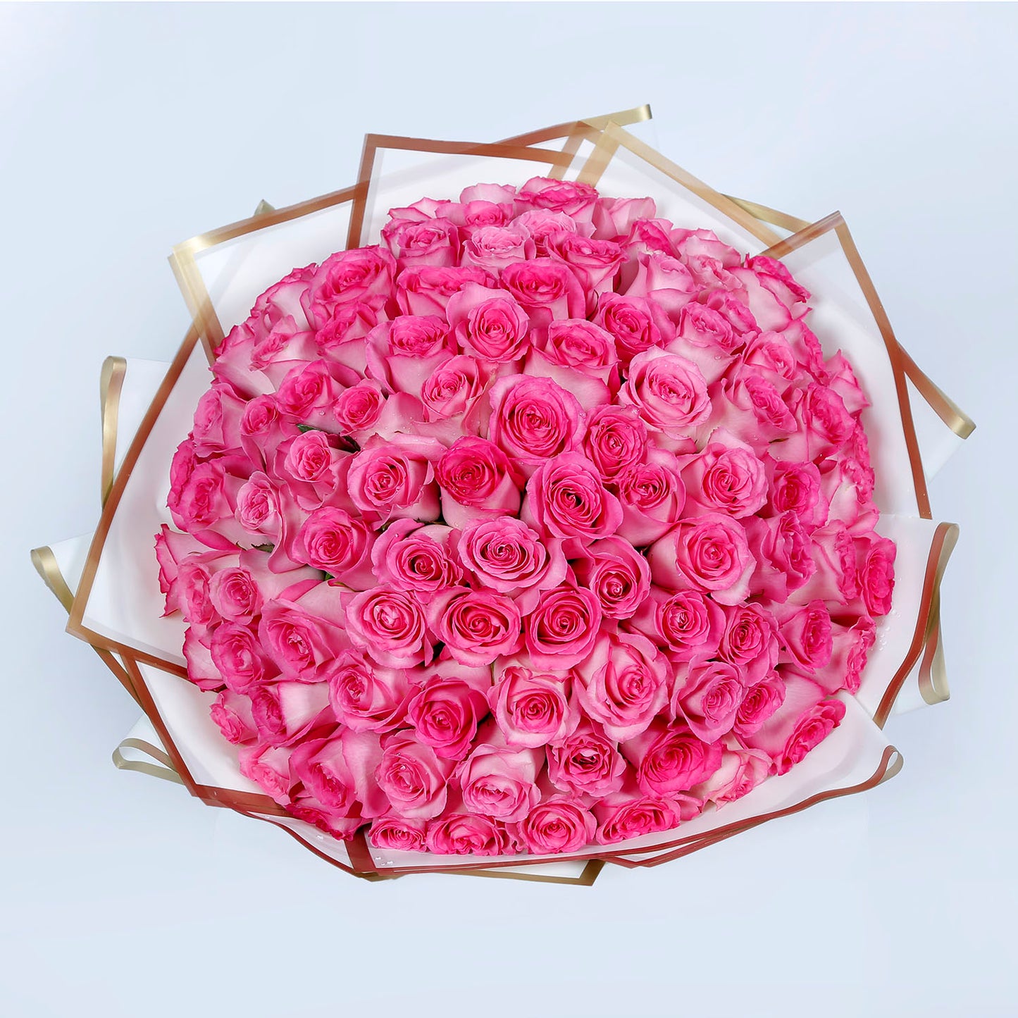 Luxurious Pink Blossom Bouquet - 100 Pink Roses with Elegant Wrapping