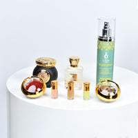 مجموعة هدايا ديفاين: ورود حمراء فاخرة ومجموعة عطور الغوالي