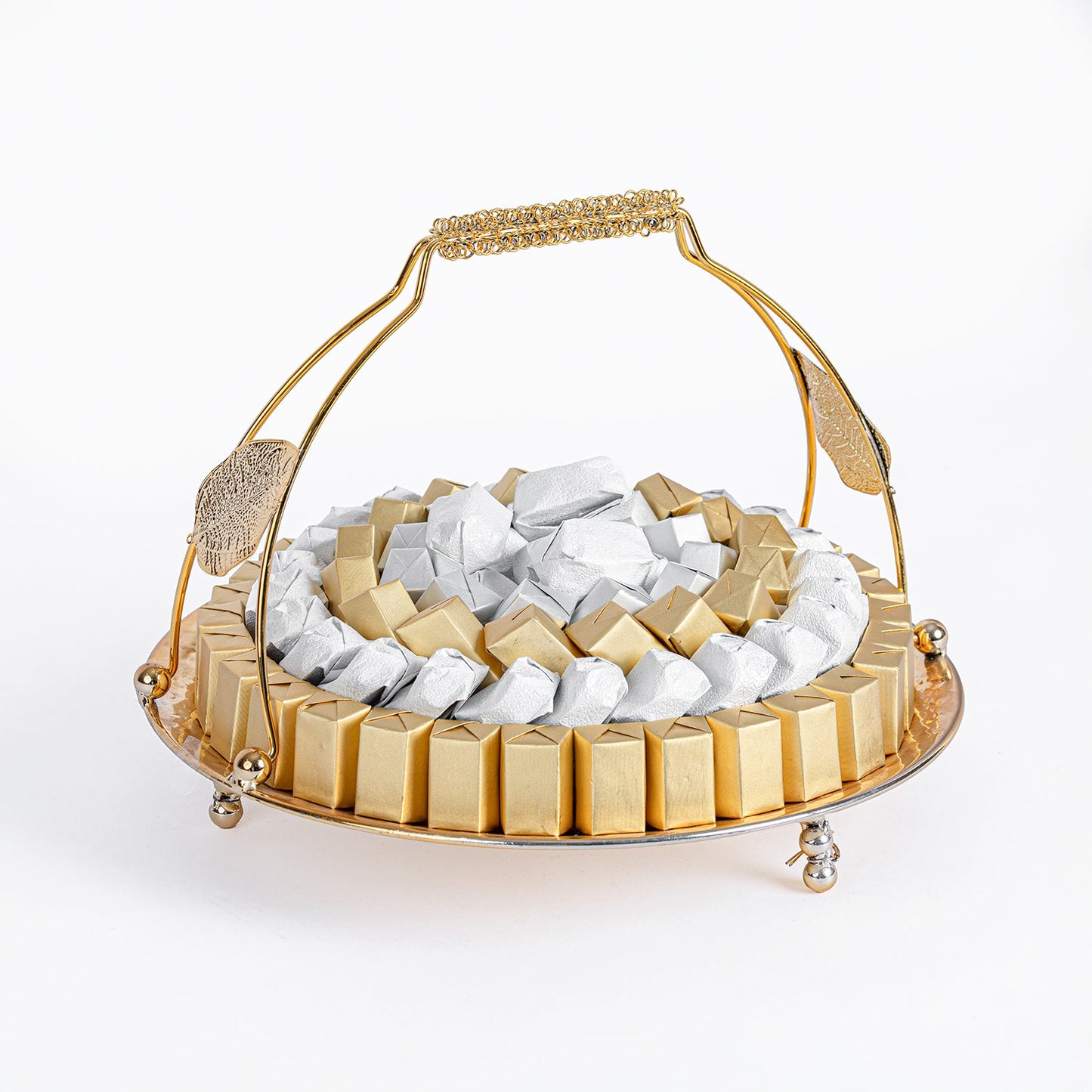 Luxurious Belgian Assorted Chocolates on Elegant Gold Tray - 1.2 Kg