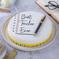 Best Teacher Ever Pineapple Fondant Cake - 1 Kg Celebration Delight