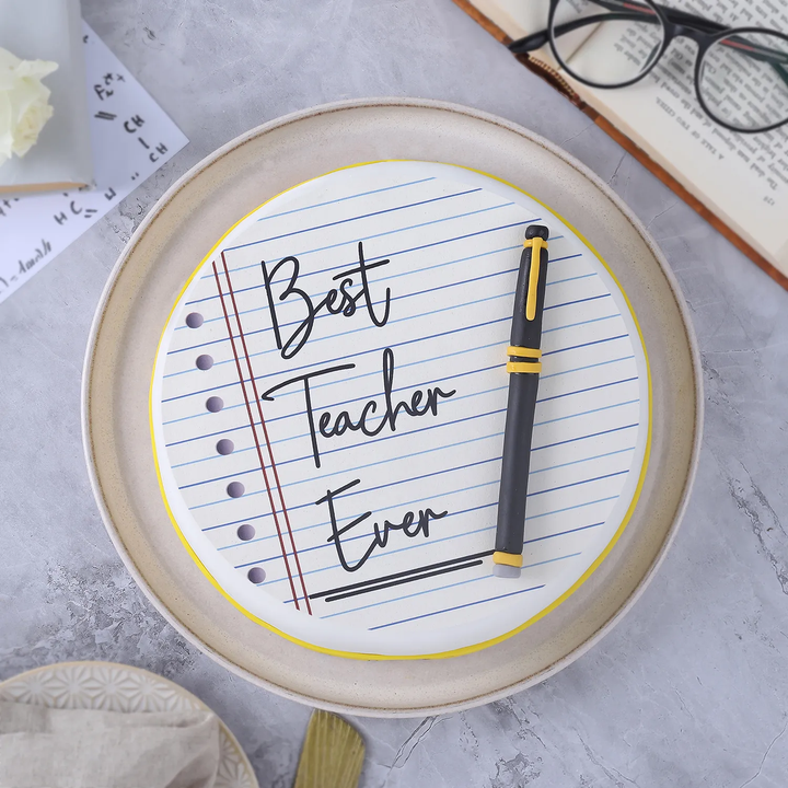 Best Teacher Ever Pineapple Fondant Cake - 1 Kg Celebration Delight