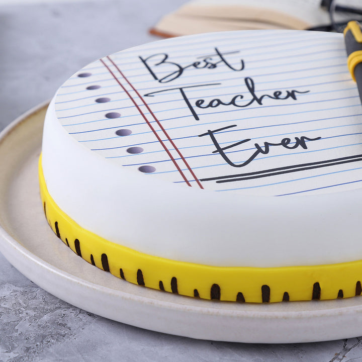 Best Teacher Ever Pineapple Fondant Cake - 1 Kg Celebration Delight