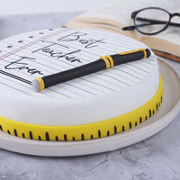 Best Teacher Ever Pineapple Fondant Cake - 1 Kg Celebration Delight