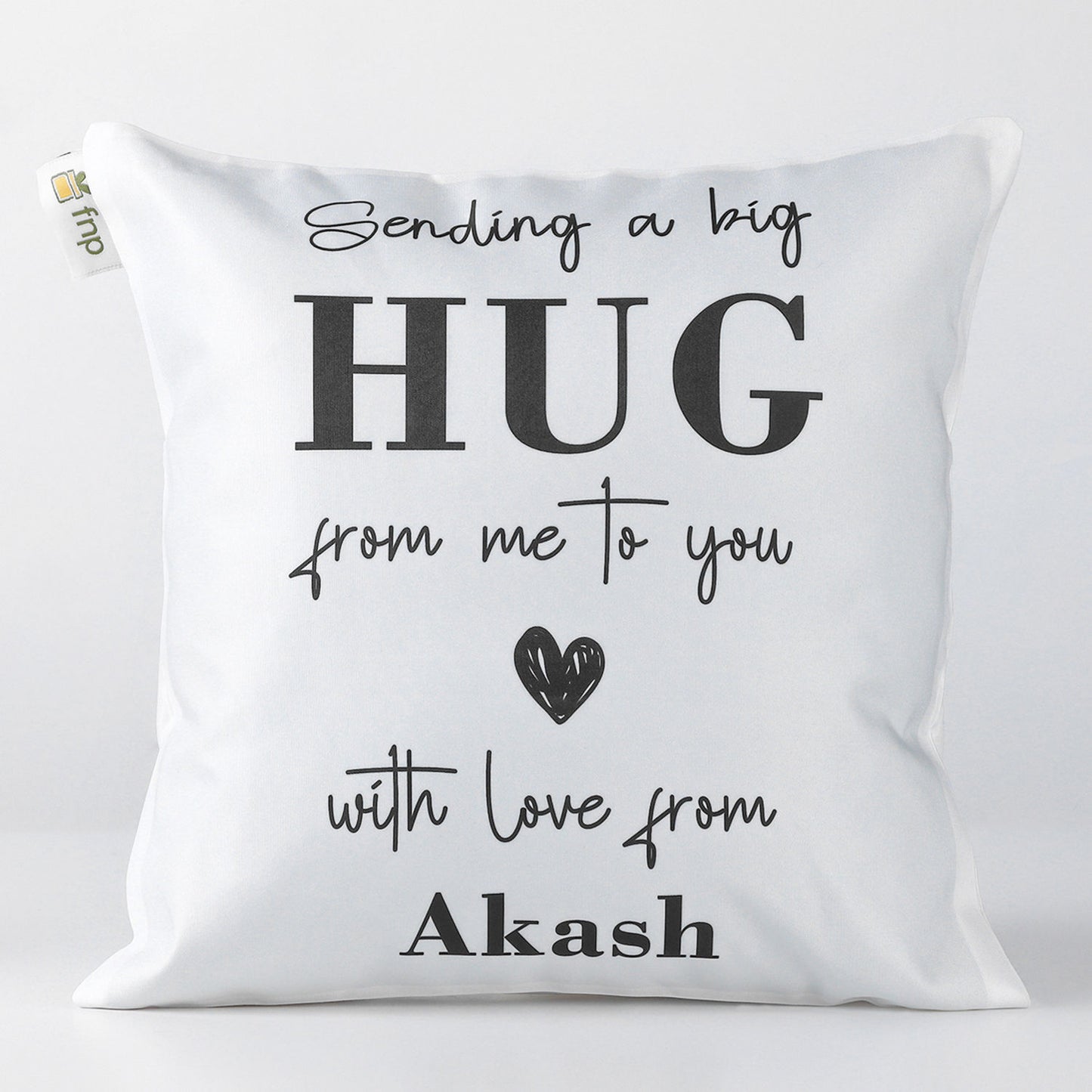 Personalized Big Hug Cushion with Custom Name - Soft Polyester, 15x15 Inches