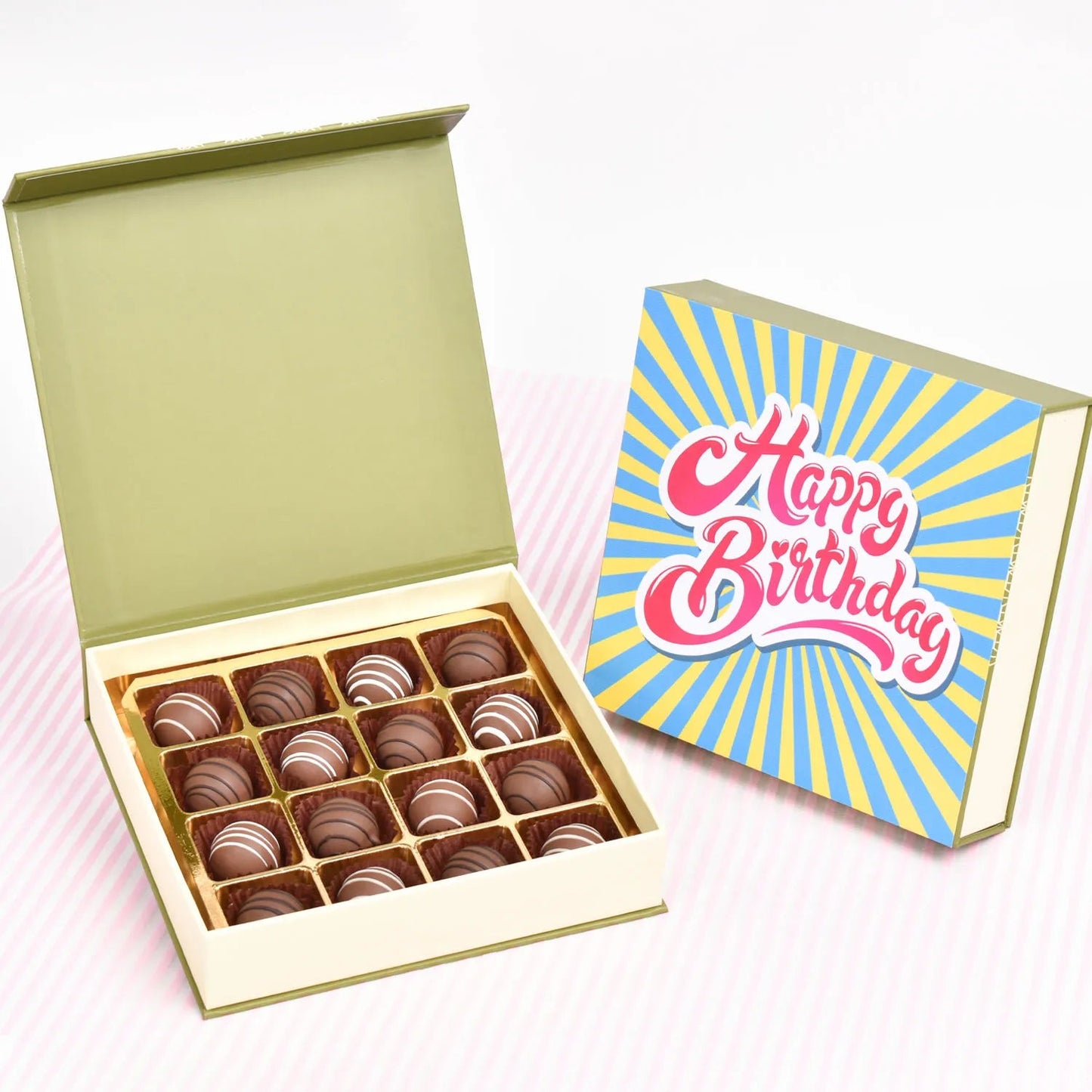 Exquisite Birthday Wishes Chocolate Box with Pistachio Belgian Chocolates