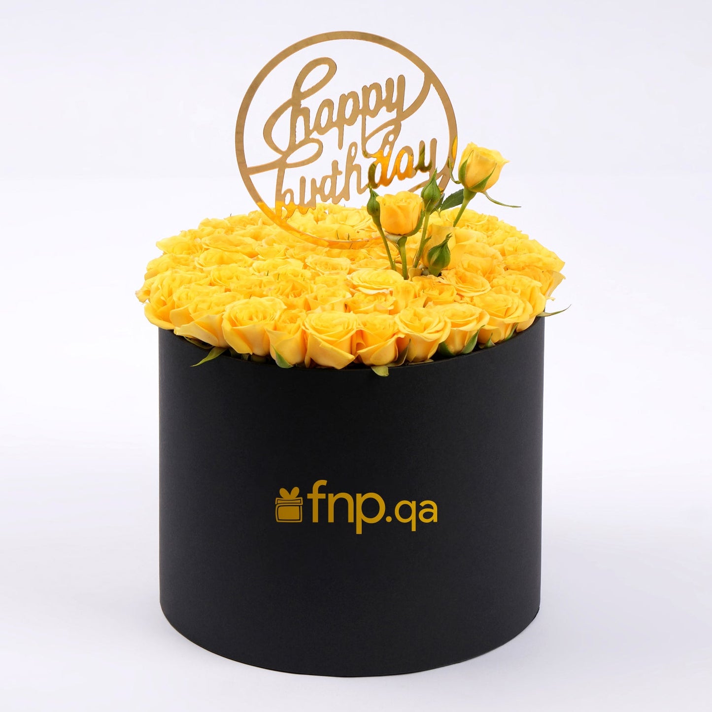 Elegant Birthday Wishes with Yellow Roses in a Black Box