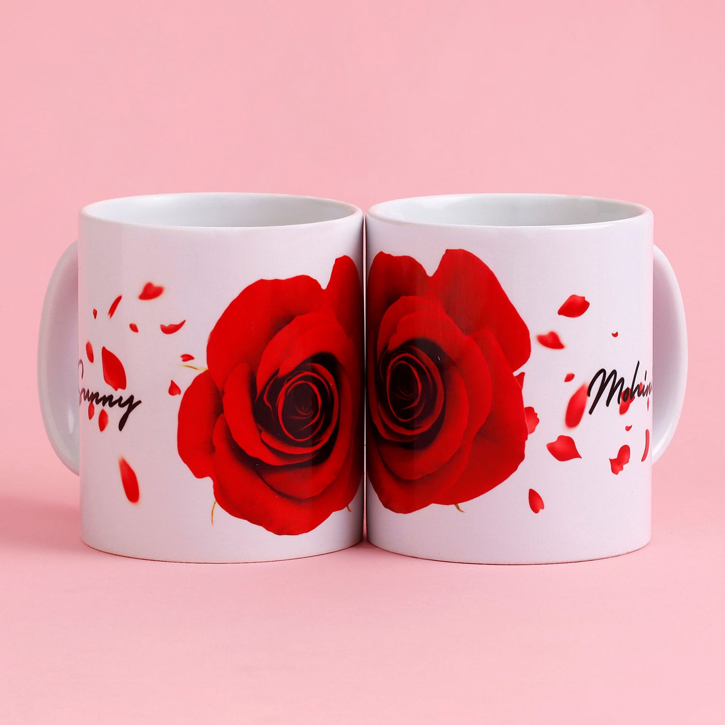Blooming Love Personalized Ceramic Mug Set - Perfect Gift for Couples