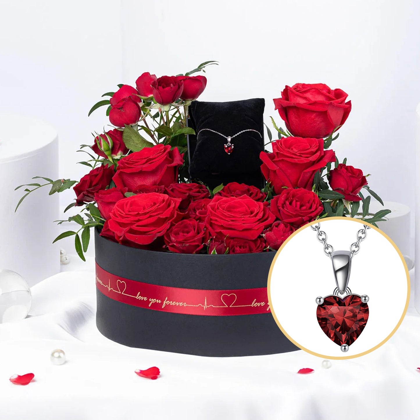 Blossoms of Affection | Heart Glow Silver Necklace Gift Set